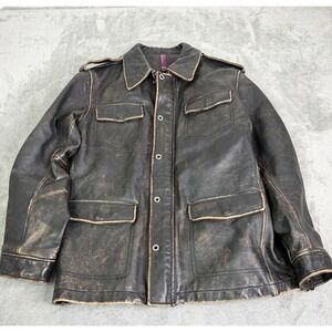 New Label Leather Bomber Jacket Men's Size Large Brown